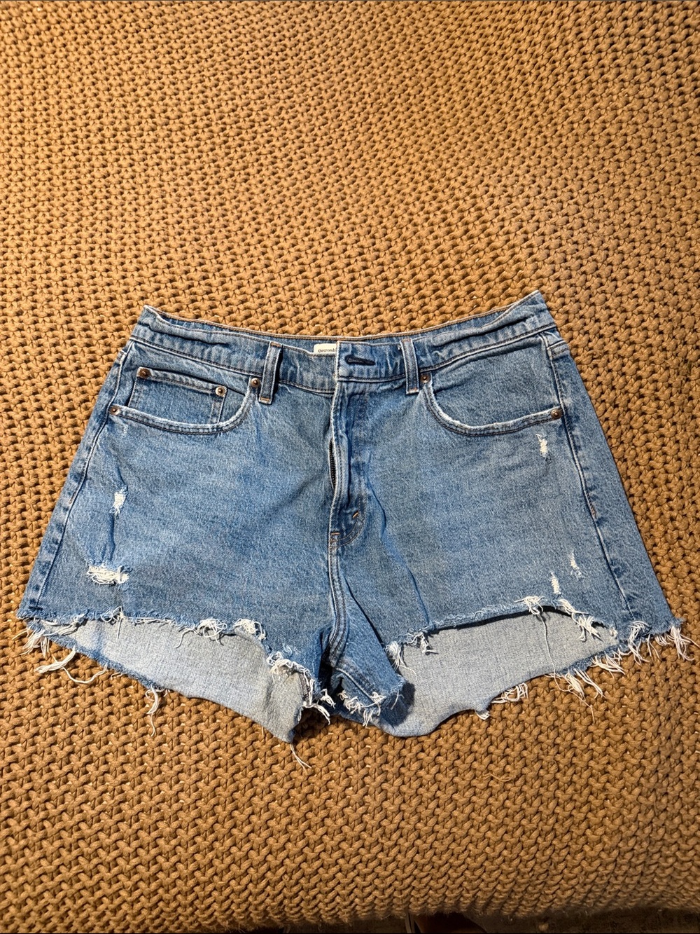 Abercrombie & Fitch Light Blue Distressed Denim Shorts